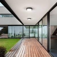 Fabas Luce LED outdoor ceiling light Owen, dark grey, metal, 23 cm, IP65