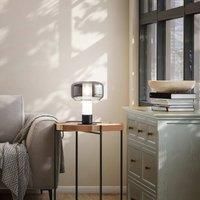 Fabas Luce Flick table lamp, smoky grey, glass, 28 cm, dimmable, E14
