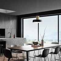 Fabas Luce LED pendant light Lunar, black/gold, glass, CCT, dimmable