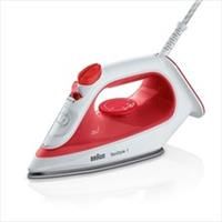 Braun SI1019RD Steam Iron TexStyle 1 with Non-Stick Coating 1900W Red & White