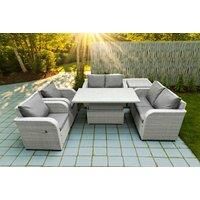 2 Love Sofas With 2 Reclining Chairs, Adjustable Lifting Dining Table & Side Table