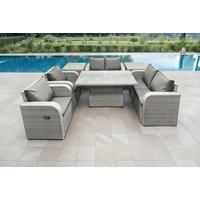 2 Love Sofas With 2 Reclining Chairs, Adjustable Lifting Dining Table & 2 Side Tables