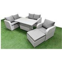 2 Love Sofas With Reclining Chair, Adjustable Lifting Dining Table & Big Footstool