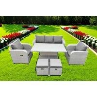 Pe Rattan 6 Pieces Lounge Rising Table Set Slope Back Sofa