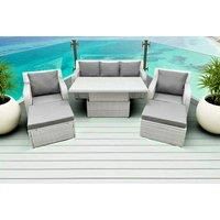 6 Pcs Highback Rattan Sofa Set Lifting Table Reclining Chair