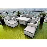 Love Sofa With 3 Seater Sofa, 2 Reclining Chairs, 2 Stools & Lifting Table