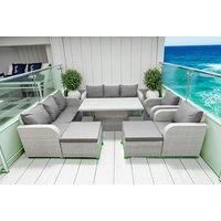 2 3-Seater Sofa With Lifting Table, 2 Reclining Chair & 2 Stools