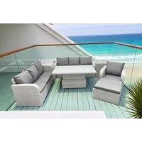 2 3-Seater Sofa With Lifting Table, Reclining Chair, Stool & 2 Side Table
