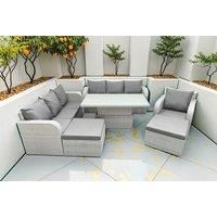 2 3-Seater Sofa With Lifting Table, Reclining Chair & 2 Stools