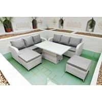 2 3-Seater Sofa With Lifting Table & 2 Stools