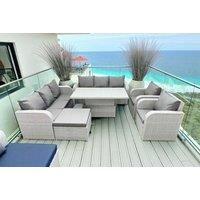 2 3-Seater Sofa With Lifting Table, 2 Reclining Chair & Stool