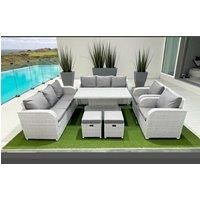 2 3-Seater Sofa With Lifting Table, 2 Reclining Chair & 2 Stools