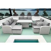 2 3-Seater Sofa With Lifting Table, 2 Reclining Chair & 3 Stools
