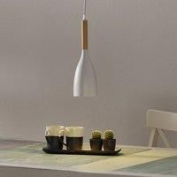 Ideallux Manhattan hanging light with wooden detail, white