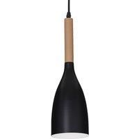 Ideallux Manhattan hanging light with wooden detail, black