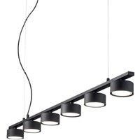 Ideal Lux Minor - Indoor 6 Light Ceiling Linear Pendant Lamp 6 Lights Black