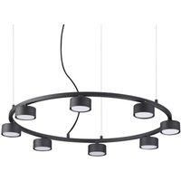 Ideal Lux Minor - Indoor 8 Light Circular Ceiling Pendant Lamp 8 Lights Black