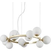 Ideal Lux Perlage 11 Light Round Globe Pendant Ceiling Light Brass