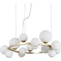 Ideal Lux Perlage 14 Light Round Globe Pendant Ceiling Light Brass