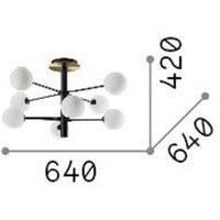 Ideal Lux Cosmopolitan 8 Light Globe Ceiling Light Matte Black, Satin Brass