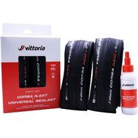 Vittoria Corsa N.EXT Tubeless Ready Road Bike Tyres Twin Pack with Sealant 80ml