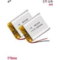 3.7V polymer lithium battery 802530 600mAh rechargeable battery for smartwatch locator and small speaker