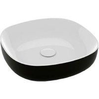 Wickes Meta Square Black and White Countertop Basin - 450mm