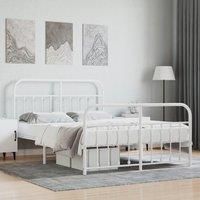 Metal Bed Frame with Headboard and Footboard White 140x190 cm