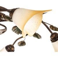 Onli Miranda 5 Light Multi Arm Semi Flush Ceiling Lamp, Antique Gold, Glass Shades