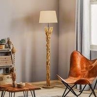 Agar floor lamp, fabric lampshade and wood element