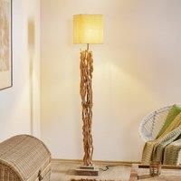 Marica floor lamp, fabric lampshade, wood element