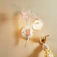 Butterfly wall light in white and pink