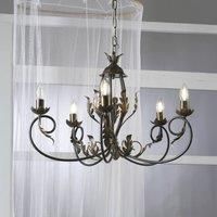 ONLI Gretel chandelier, 5-bulb, bronze-coloured, metal, E14