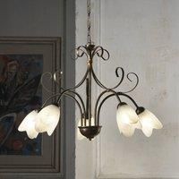 ONLI Odino pendant light, 5-bulb, bronze-coloured, metal, glass