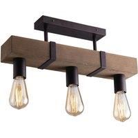 Luce Design TEXAS 3 Light Rustic Country Style Vintage Industrial Ceiling Light for E27 Bulbs 50 cm Long Metal Brown