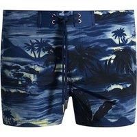 Tropical Wave Design Blue Swim Shorts