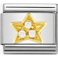 Nomination Composable Classic Fun White Star Stainless Steel, K Gold and Cubic Zirconium