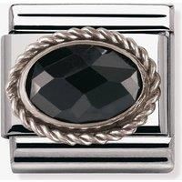 Nomination CLASSIC Silvershine Ornate Settings Oval Black Charm 330604/011
