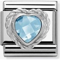 Nomination CLASSIC Silvershine Faceted Hearts Light Blue Cubic Zirconia Charm 330603/006
