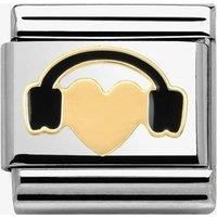 Nomination Unisex - Love 2 Composable Classic Love 2 (Heart with Headphones) Stainless Steel Partially Gold-Plated Enamel 03028301