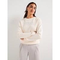 Armani Exchange Women/'s Long Sleeve Round Collar Front Logo Sweatshirt, ISO, S