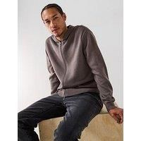 Armani Exchange Men/'s Cozy, Long Sleeve Back Logo Patch Hood Cardigan Sweater, Dark Gull Gray, XL