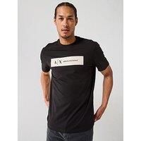 Armani Exchange Men/'s Short Sleeve Contrast Logo T-Shirt, Black, L