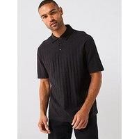 Armani Exchange Jacquard All Over Monogram Polo Shirt - Black