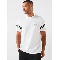 Armani Exchange Men/'s Arm Band Text Logo Tee T-Shirt, Off White, XL