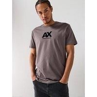 Armani Exchange Men/'s Short Sleeve Printed Logo Round Collar T-Shirt, Dark Gull Gray, S