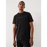 Armani Exchange Men/'s Short Sleeve Front Milano-New York Logo Lettering T-Shirt, Black, M