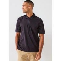 Armani Exchange Men/'s Essential, Short Sleeve Half Zip Side Logo Label Polo Shirt, deep Navy, S