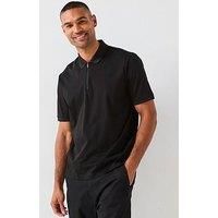 Armani Exchange Zip Neck Polo Shirt - Black
