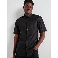 Armani Exchange Men/'s Essential, Short Sleeve Tone Monogram Logo Texture Shirt, Black, XXL